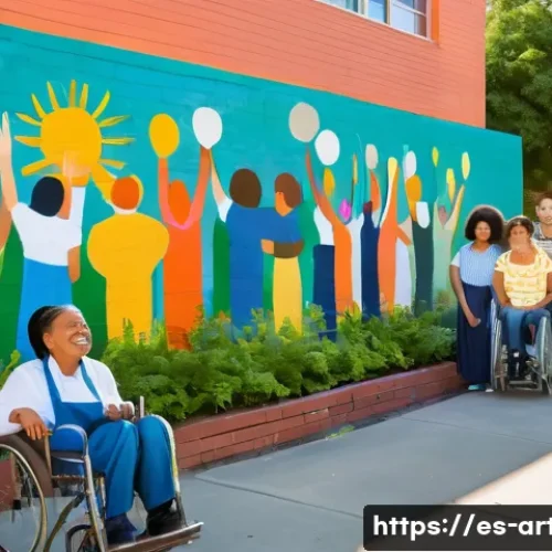 미술교육사와 소외계층 예술 교육 - **Prompt:** A vibrant, sun-drenched outdoor scene depicting a diverse group of people of all ages&mdash;ch...