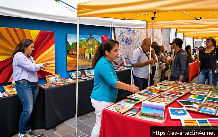미술교육사 네트워킹 방법 - A vibrant local art fair scene in a Spanish-speaking city, featuring diverse artists and educators e...